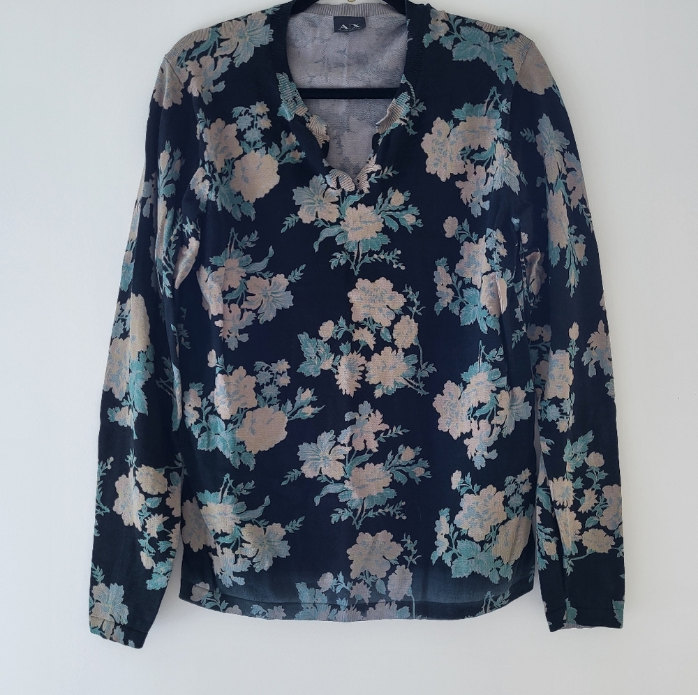 Armani Exchange Floral Long Sleeve Sweater